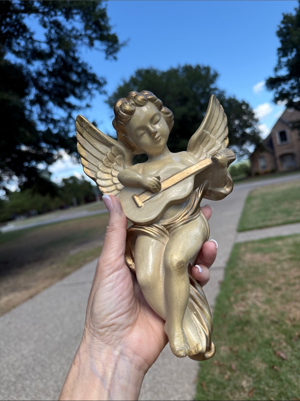 1960’s Gold and Cream Plaster Angel Cherub Wall Art Sculpture Plaque - Picture 15 of 15